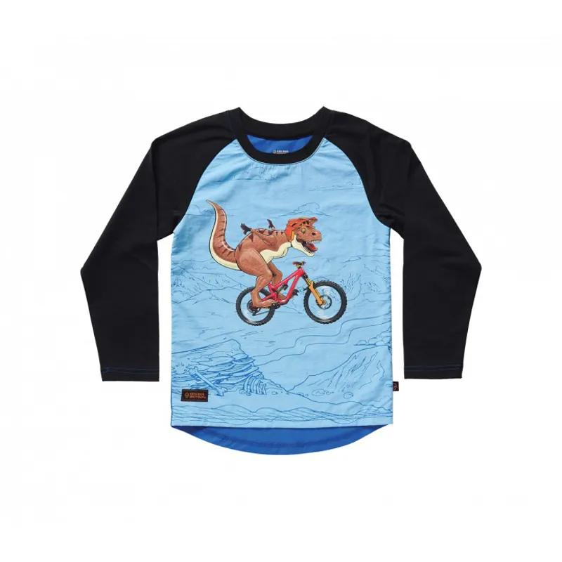 Kids Ride Shotgun Dino Windproof Kids Jersey - Blue / Black